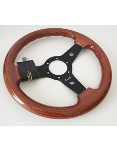 Volante universale vintage Luisi Imola 310mm in mogano con razza nera 2
