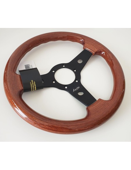 Volante universale vintage Luisi Imola 310mm in mogano con razza nera