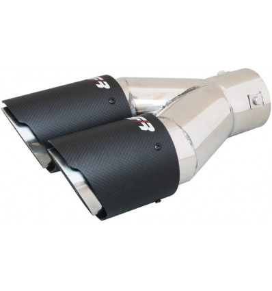 Terminale scarico universale inox rotondo doppio inclinato 40-76mm TRX/CR