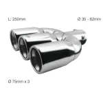 Terminale scarico universale tuning inox triplo dritto 35-62mm TRX/109