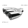 Terminale scarico universale tuning inox triplo dritto 35-62mm TRX/109