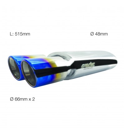 Marmitta universale tuning titanio uscita rotonda doppia 66mm ESR758