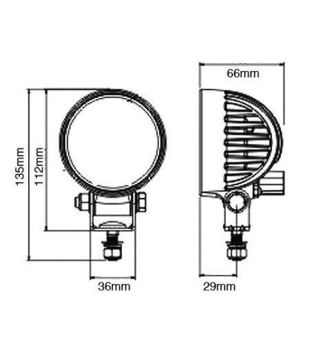 Faro da lavoro rotondo 4 LED 12/24V IP67 12W alluminio 135x83x66mm