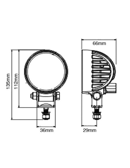 Faro da lavoro rotondo 4 LED 12 24V IP67 12W alluminio 135x83x66mm