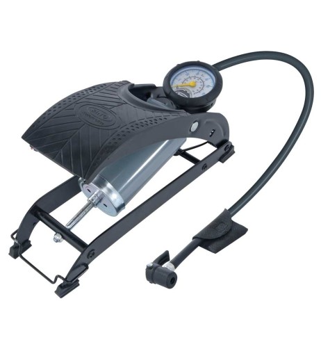 Pompa a pedale monocilindro in gomma antiscivolo con manometro