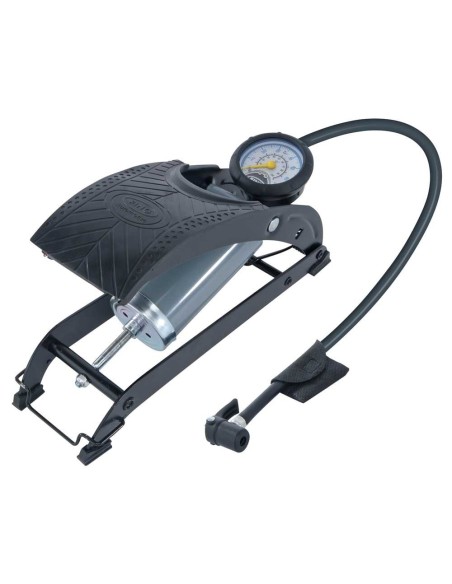 Pompa a pedale monocilindro in gomma antiscivolo con manometro