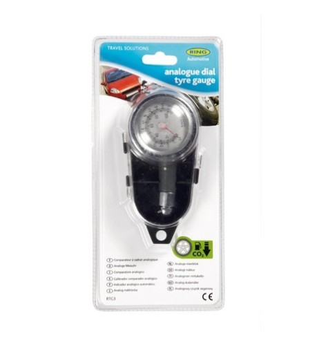 Manometro analogico a quadrante pressione pneumatici RING RTG3