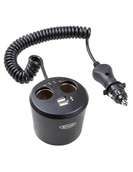 Lattina doppia presa accendisigari 12V 10A e doppia presa USB RING