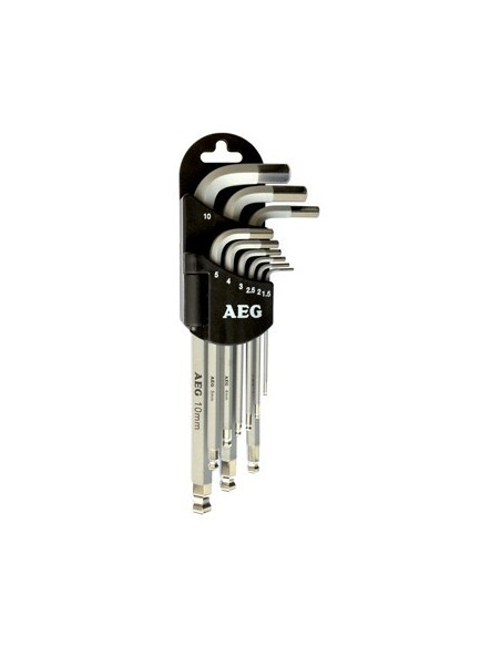 Attrezzo utensile set 9 chiavi esagonali brugola 1 5 2 2 5 3 4 5 6 8 10 AEG