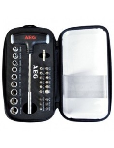 Set kit valigetta chiave a T con bussole e punte acciaio cromo AEG