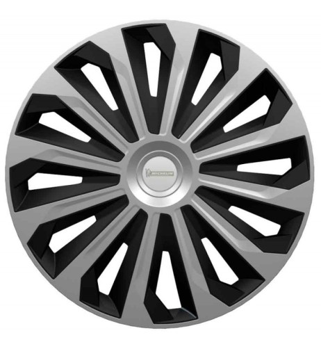 Set 4 copricerchi borchie universali Michelin 04 bicolore logo riflettente 