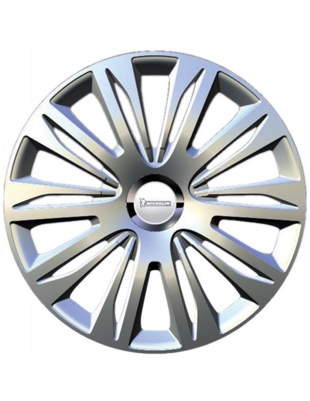 Set 4 copricerchi borchie universali Michelin 42 cromo logo riflettente 16 