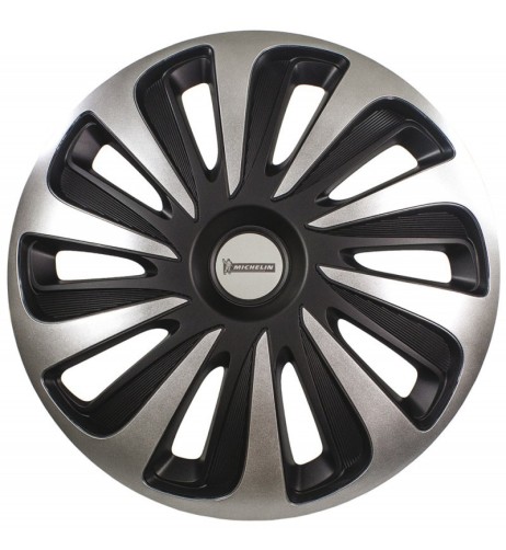 Set 4 copricerchi borchie universali Michelin 3D Black logo riflettente 14 