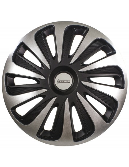 Set 4 copricerchi borchie universali Michelin 3D Black logo riflettente 17 