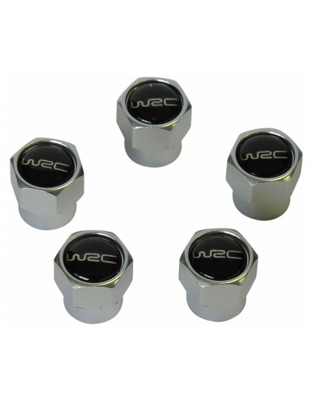 Set 5 tappi coprivalvole pneumatici WRC alluminio nero