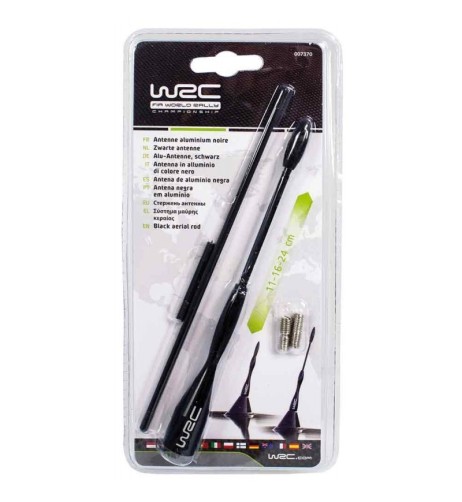 Antenna universale auto WRC telescopica alluminio nero