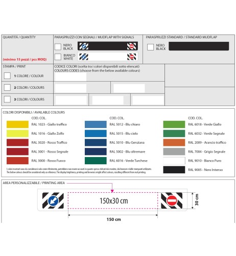 15pz Paraspruzzi PVC Camion 240x35cm segnali stampa personalizzata 3 colo