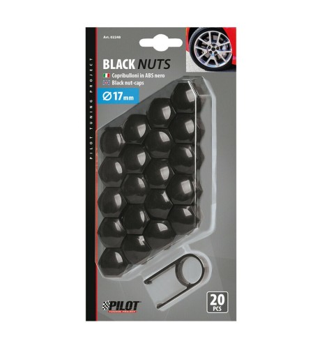 20 copribulloni in ABS nero diametro 17mm