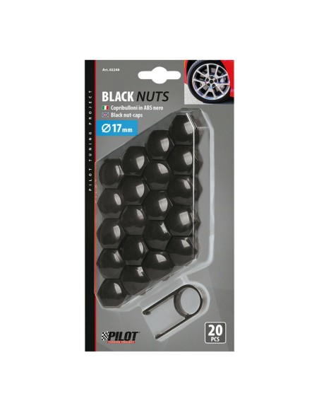 20 copribulloni in ABS nero diametro 17mm