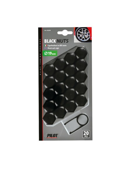 20 copribulloni in ABS nero diametro 19mm
