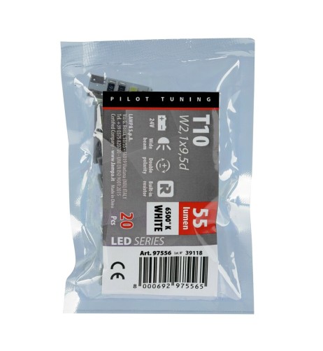 20 lampadine Hyper Led 24V T10 W2 1x9 5d 8 LED bianche