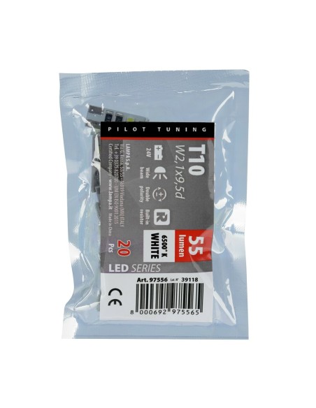 20 lampadine Hyper Led 24V T10 W2 1x9 5d 8 LED bianche