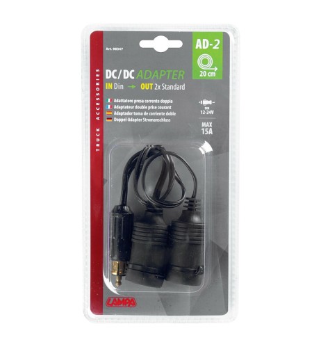 Adattatore AD 1 presa corrente ingresso DIN uscita doppia presa 12 24V