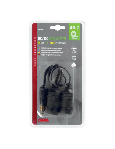 Adattatore AD 1 presa corrente ingresso DIN uscita doppia presa 12 24V