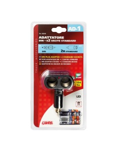 Adattatore AD 2 presa corrente ingresso DIN uscita doppia presa 12 24V 2