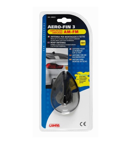 Antenna auto amplificata Aero Fin 3 AM FM Universale verniciabile