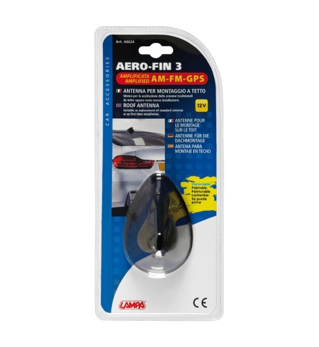 Antenna auto amplificata Aero Fin 3 AM FM GPS Universale verniciabile