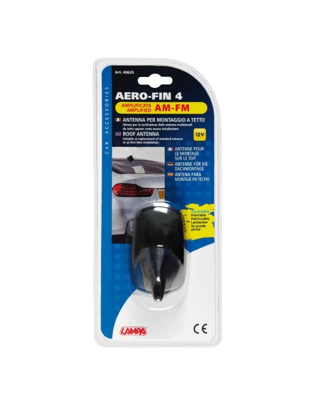 Antenna auto amplificata Aero Fin 4 AM FM Universale verniciabile