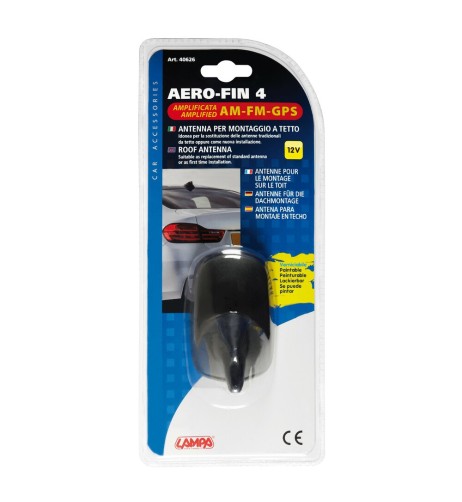 Antenna auto amplificata Aero Fin 4 AM FM GPS Universale verniciabile