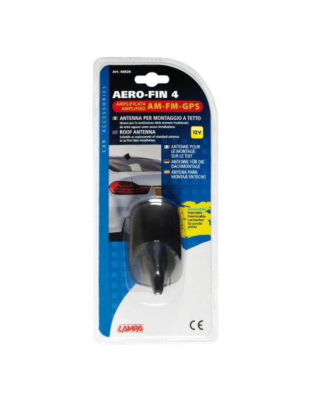 Antenna auto amplificata Aero Fin 4 AM FM GPS Universale verniciabile