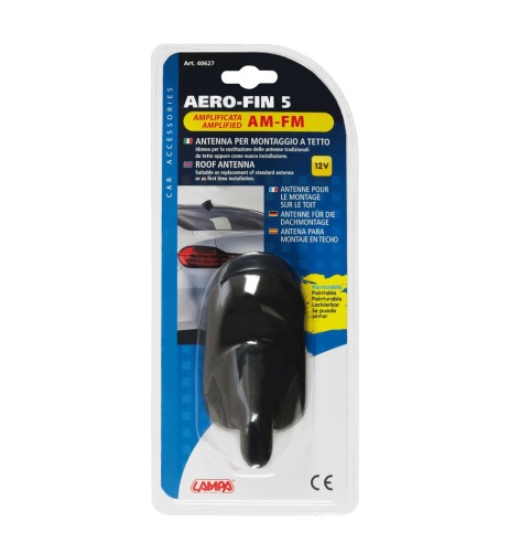 Antenna auto amplificata Aero Fin 5 AM FM Universale verniciabile