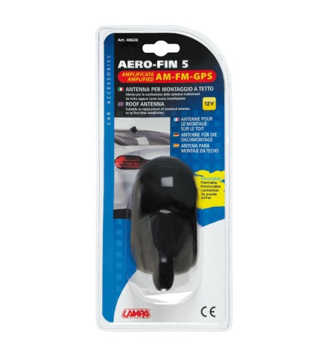 Antenna auto amplificata Aero Fin 5 AM FM GPS Universale verniciabile