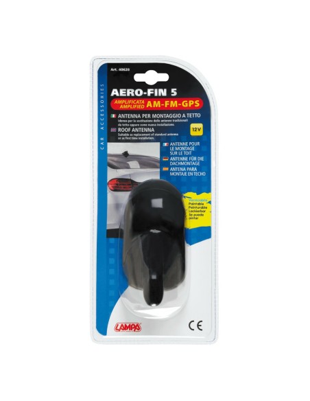 Antenna auto amplificata Aero Fin 5 AM FM GPS Universale verniciabile