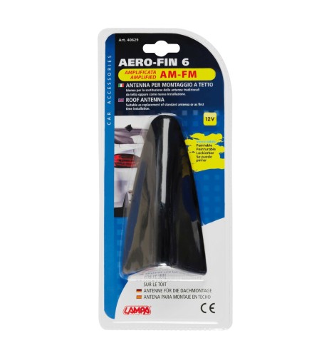 Antenna auto amplificata Aero Fin 6 AM FM Universale verniciabile