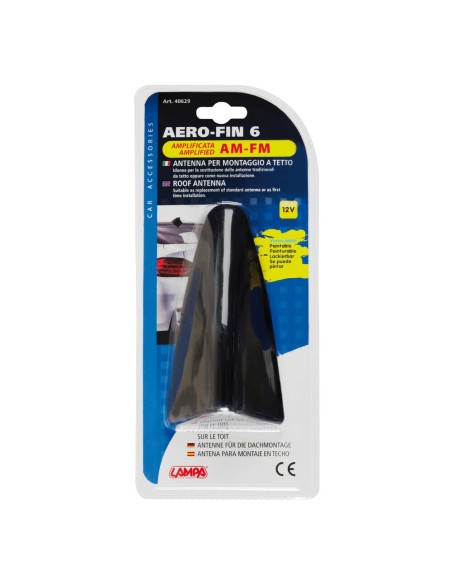 Antenna auto amplificata Aero Fin 6 AM FM Universale verniciabile