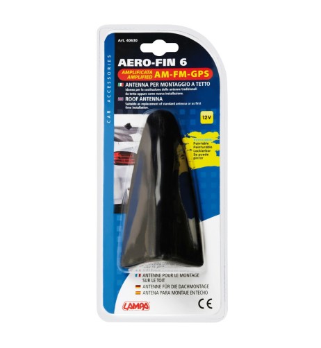 Antenna auto amplificata Aero Fin 6 AM FM GPS Universale verniciabile