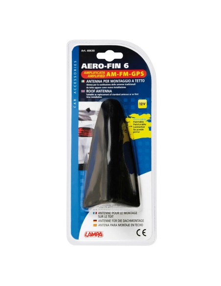 Antenna auto amplificata Aero Fin 6 AM FM GPS Universale verniciabile