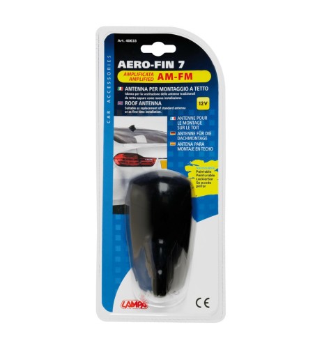 Antenna auto amplificata Aero Fin 7 AM FM Universale verniciabile
