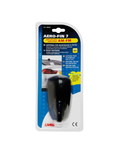 Antenna auto amplificata Aero Fin 7 AM FM Universale verniciabile