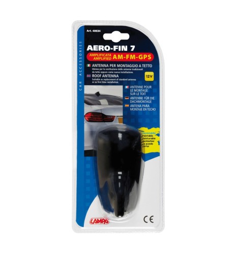 Antenna auto amplificata Aero Fin 7 AM FM GPS Universale verniciabile