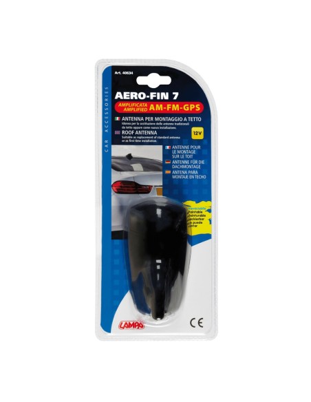 Antenna auto amplificata Aero Fin 7 AM FM GPS Universale verniciabile