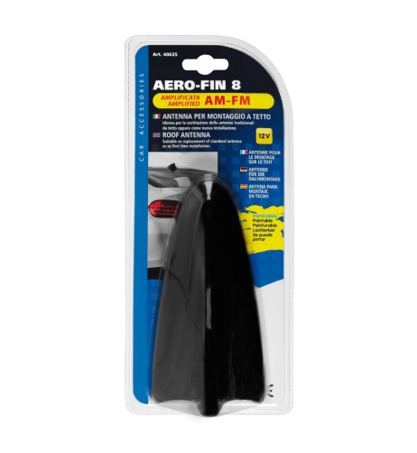 Antenna auto amplificata Aero Fin 8 AM FM Universale verniciabile