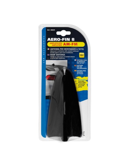 Antenna auto amplificata Aero Fin 8 AM FM Universale verniciabile