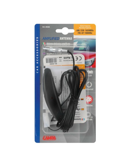 Antenna elettronica amplificata 12V AM FM per cristalli