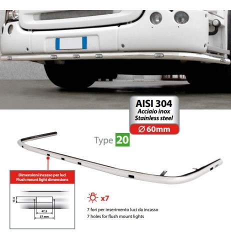 Barra inox sotto paraurti camion Type 20 DAF 95XF 1997 2003