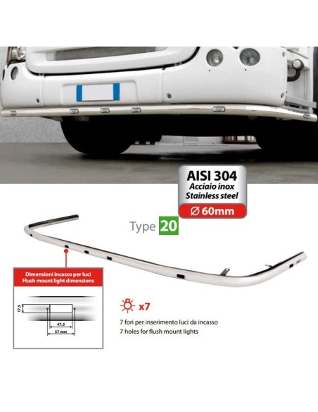Barra inox sotto paraurti camion Type 20 DAF XF 105